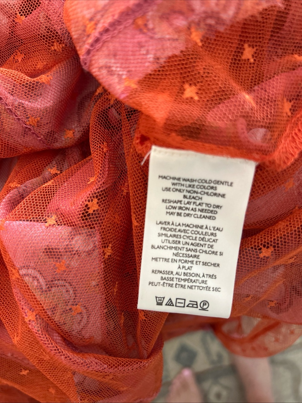 Free People Worth It Pink Orange Sheer Ruffle Floral Button Blouse Boho Fairy - Picture 13 of 14